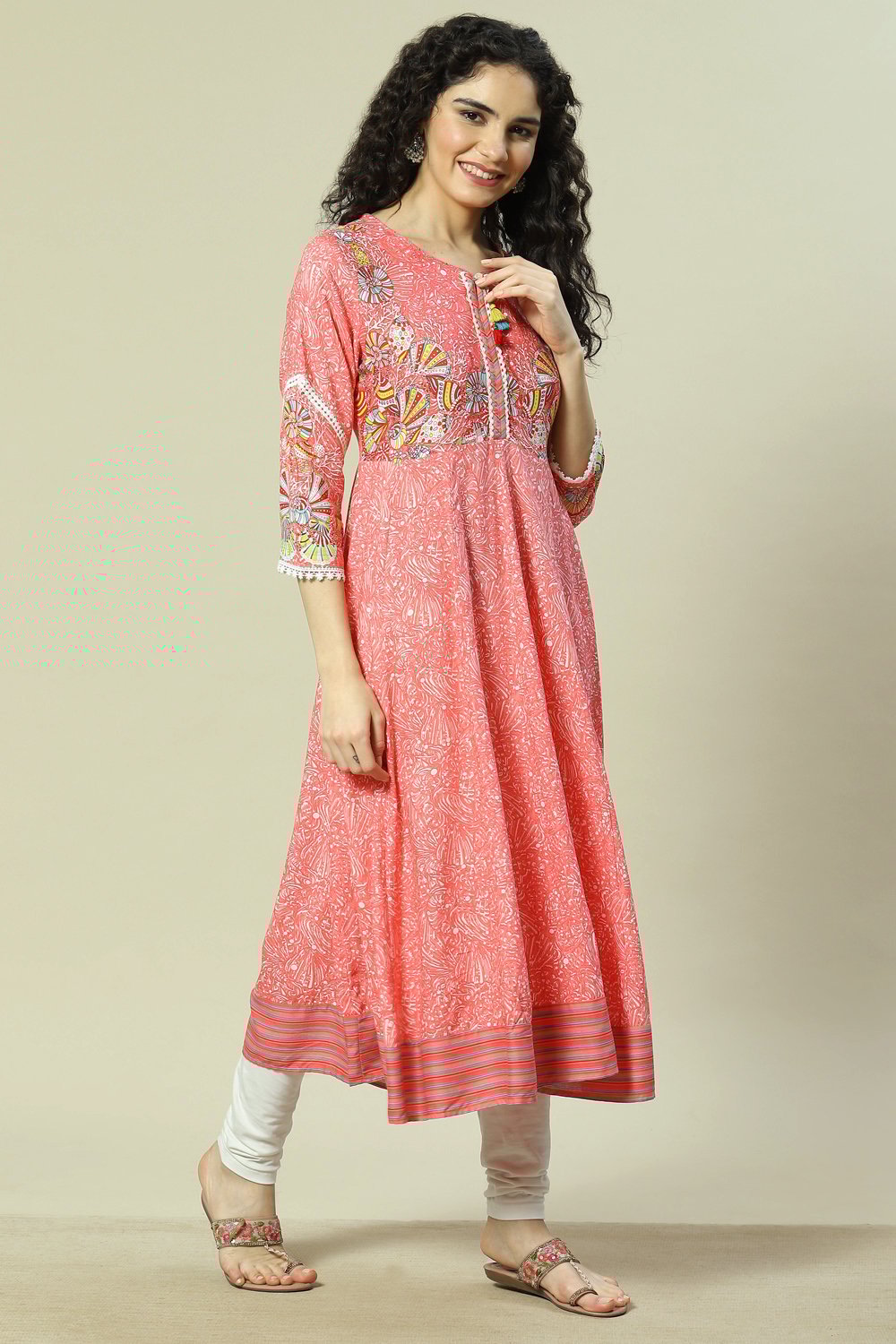 Coral Viscose Straight Kurta image number 3